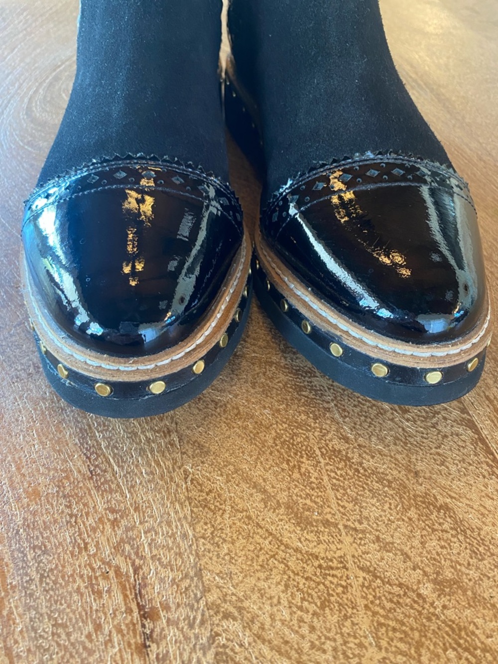 Free People Atlas black patent suede studded Chelsea boots - Picture 10 of 13